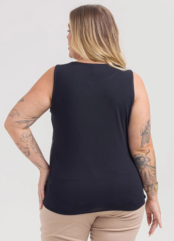 Habana - Regata Plus Size em Misturinha Preto 2