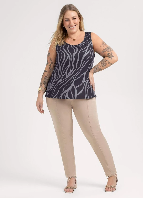 Habana - Regata Plus Size em Misturinha Preto 3