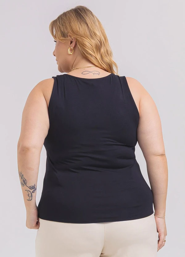 Habana - Regata Plus Size em Misturinha Preto 1