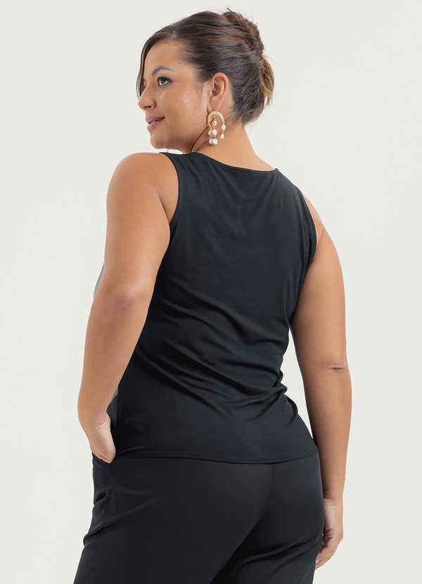 Cativa - Regata Plus Size em Misturinha Preto 2
