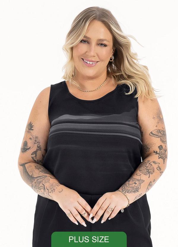 Habana - Regata Plus Size em Misturinha Preto 1