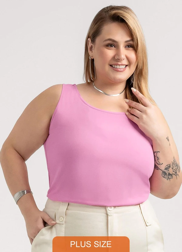 Habana - Regata Plus Size em Misturinha Rosa