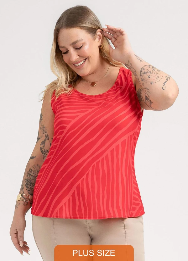 Habana - Regata Plus Size em Misturinha Vermelho