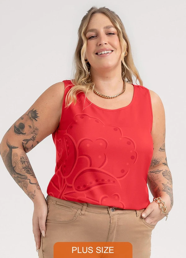 Habana - Regata Plus Size em Misturinha Vermelho