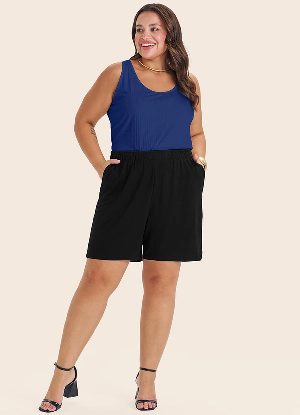 Secret Glam - Regata Plus Size em Ribana Canelada Azul 3