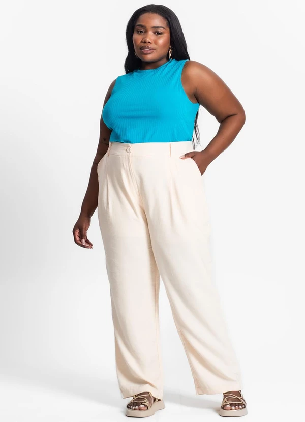 Secret Glam - Regata Plus Size em Ribana Canelada Azul 3