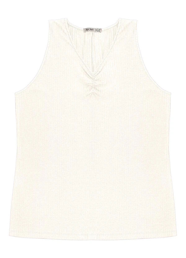 Secret Glam - Regata Plus Size em Ribana Canelada Bege 4