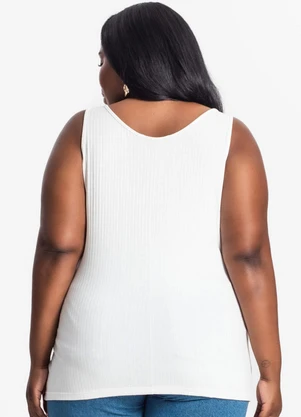 Secret Glam - Regata Plus Size em Ribana Canelada Bege - SECRET GLAM