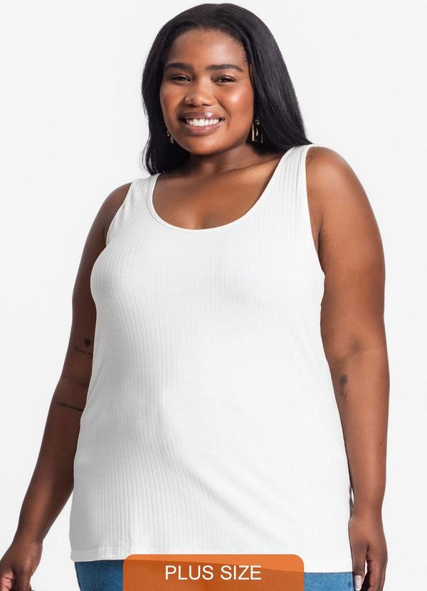 Secret Glam - Regata Plus Size em Ribana Canelada Bege