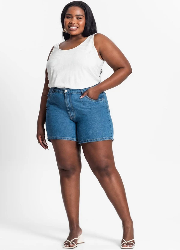 Secret Glam - Regata Plus Size em Ribana Canelada Bege 3