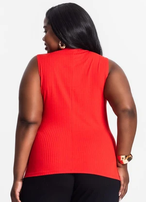 Secret Glam - Regata Plus Size em Ribana Canelada Laranja - SECRET GLAM