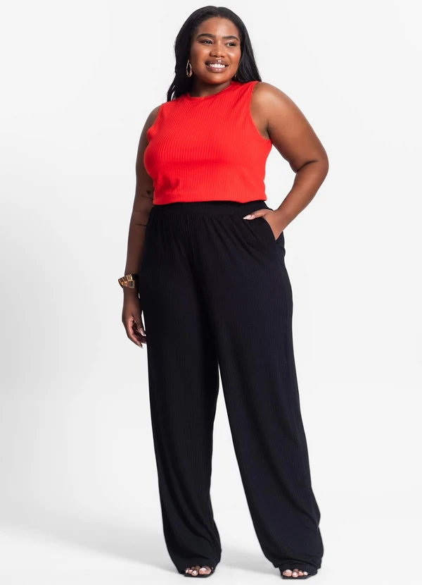 Secret Glam - Regata Plus Size em Ribana Canelada Laranja 3