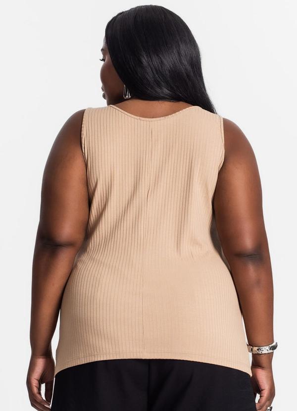 Secret Glam - Regata Plus Size em Ribana Canelada Marrom 2