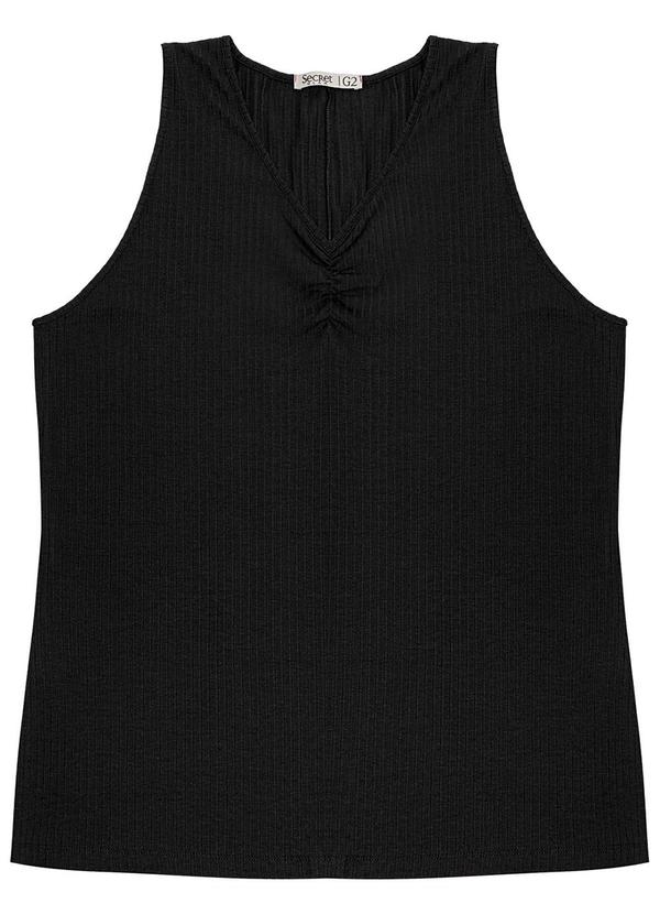 Secret Glam - Regata Plus Size em Ribana Canelada Preto 4