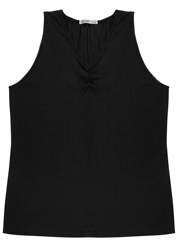 Secret Glam - Regata Plus Size em Ribana Canelada Preto 4
