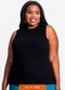 Secret Glam - Regata Plus Size em Ribana Canelada Bege - variação: Preto