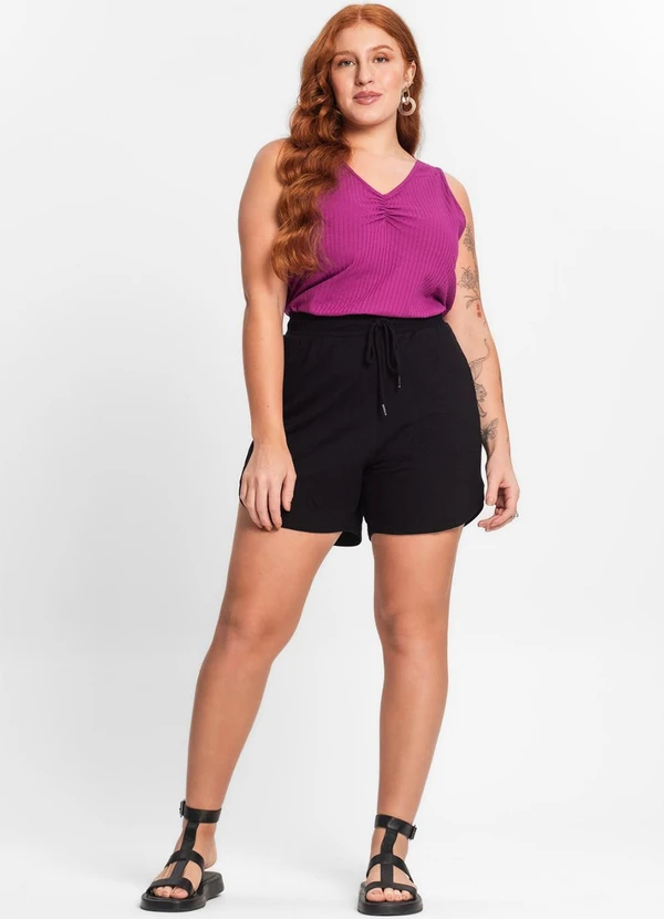 Secret Glam - Regata Plus Size em Ribana Canelada Roxo 3