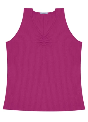 Secret Glam - Regata Plus Size em Ribana Canelada Roxo - SECRET GLAM