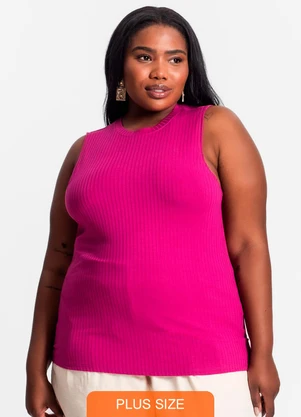 Secret Glam - Regata Plus Size em Ribana Canelada Roxo - SECRET GLAM