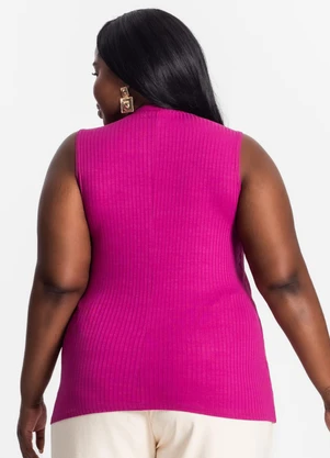 Secret Glam - Regata Plus Size em Ribana Canelada Roxo - SECRET GLAM