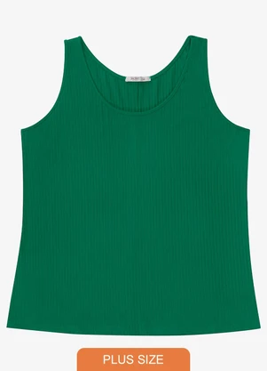 Secret Glam - Regata Plus Size em Ribana Canelada Verde - SECRET GLAM