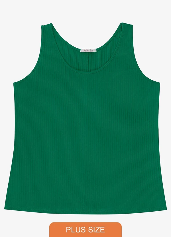Secret Glam - Regata Plus Size em Ribana Canelada Verde
