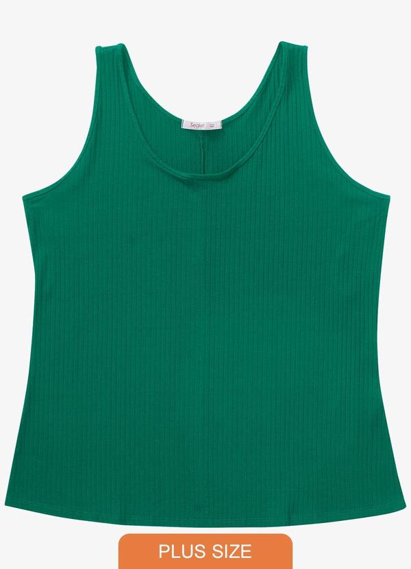 Secret Glam - Regata Plus Size em Ribana Canelada Verde
