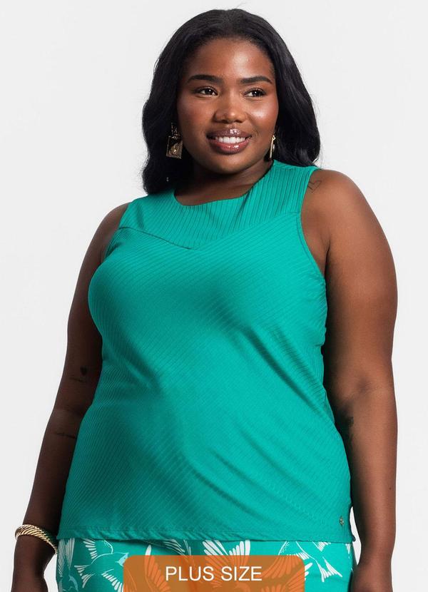 Secret Glam - Regata Plus Size em Ribana Canelada Verde