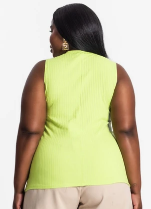 Secret Glam - Regata Plus Size em Ribana Canelada Verde - SECRET GLAM