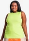 Secret Glam - Regata Plus Size em Ribana Canelada Bege - variação: Verde