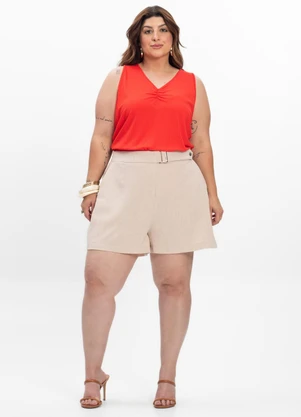Secret Glam - Regata Plus Size em Ribana Canelada Vermelho - SECRET GLAM