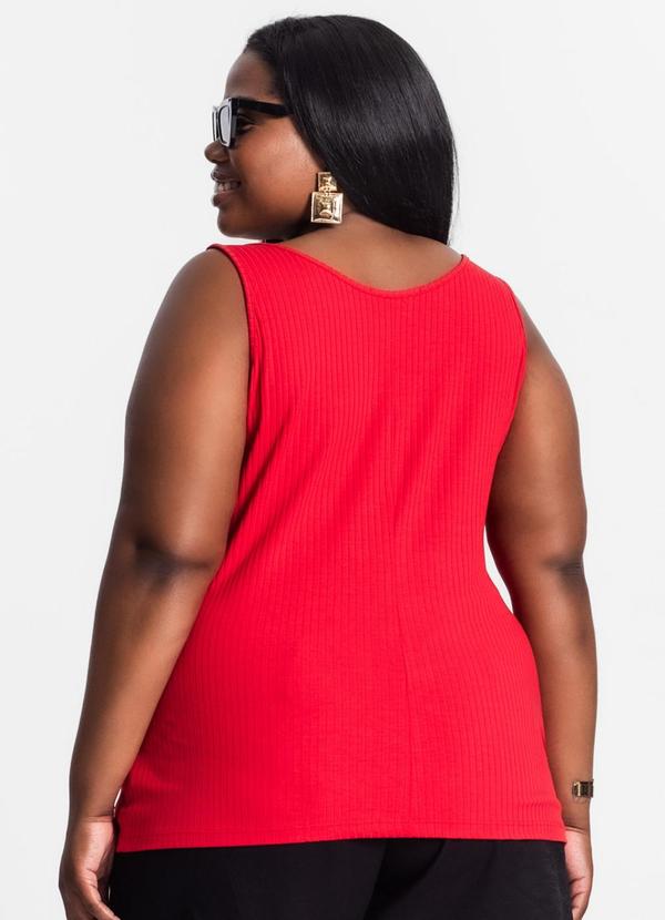 Secret Glam - Regata Plus Size em Ribana Canelada Vermelho 2