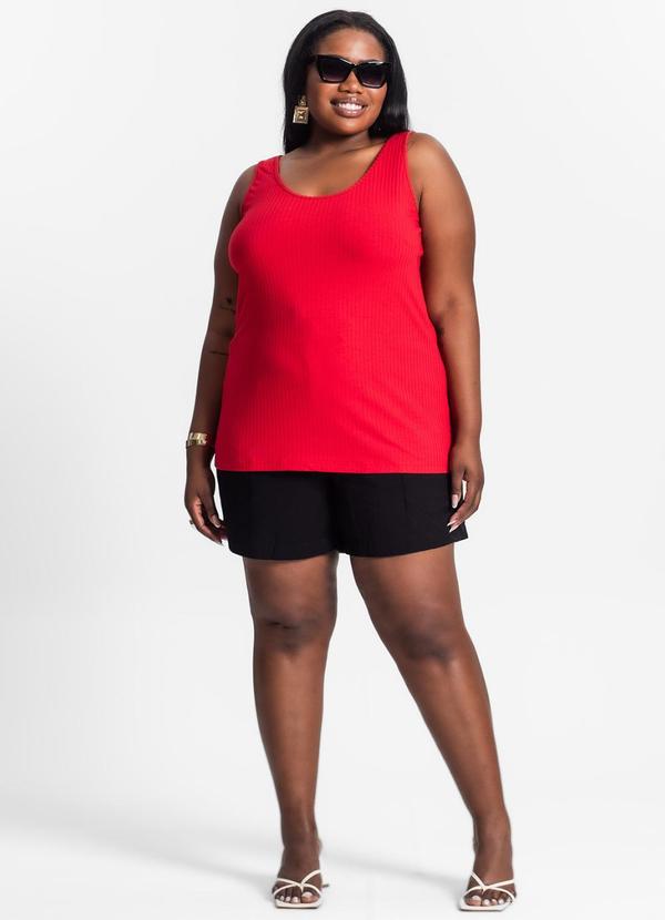 Secret Glam - Regata Plus Size em Ribana Canelada Vermelho 3