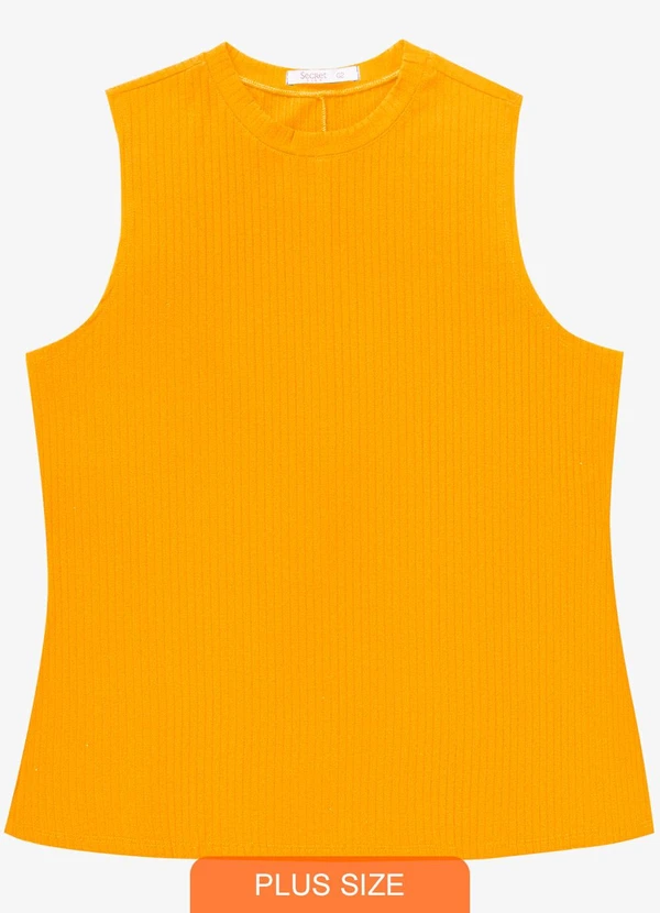 Secret Glam - Regata Plus Size em Ribana Amarelo