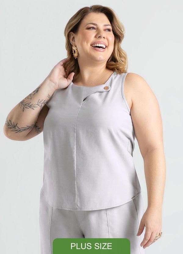 Cativa - Regata Plus Size em Tecido Alfaiataria Cinza 1