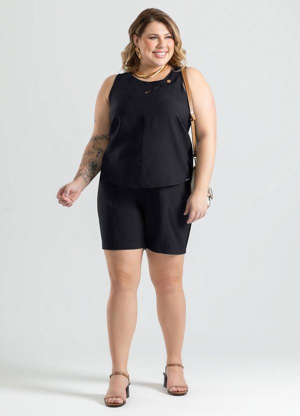 Cativa - Regata Plus Size em Tecido Alfaiataria Preto 4