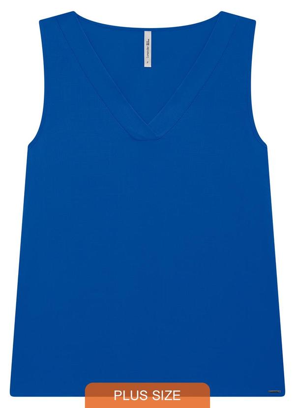 Lunender Mais Mulher - Regata Plus Size em Tecido Rayon Slub Azul