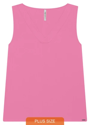 Lunender Mais Mulher - Regata Plus Size em Tecido Rayon Slub Rosa - LUNENDER MAIS MULHER