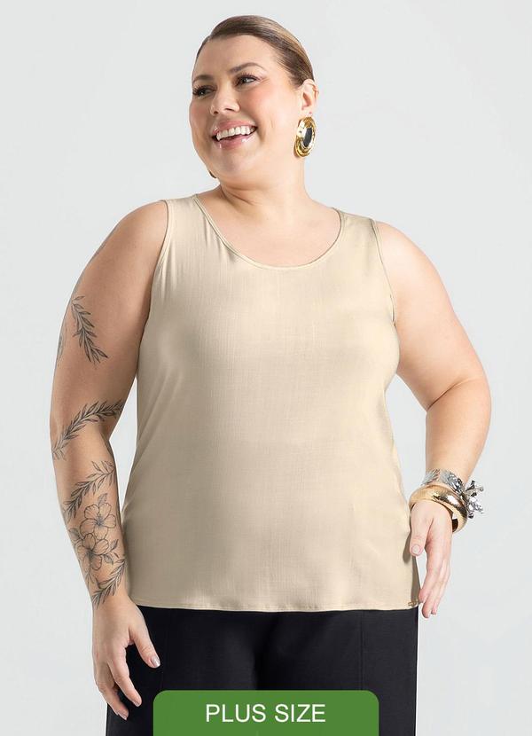 Cativa - Regata Plus Size em Viscose Bege