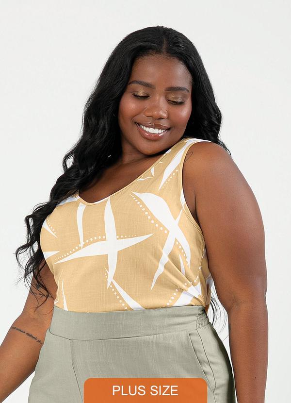Cativa - Regata Plus Size em Viscose Caramelo