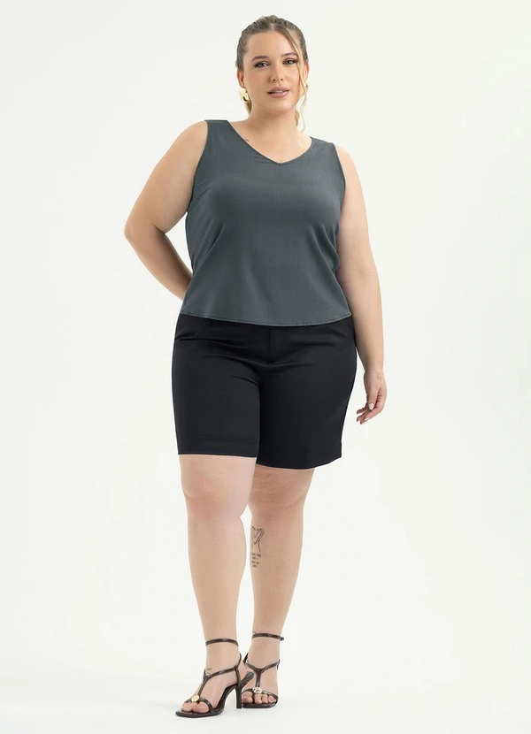 Cativa - Regata Plus Size em Viscose Cinza Escuro 3
