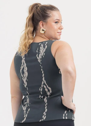 Cativa - Regata Plus Size em Viscose Cinza Escuro - CATIVA