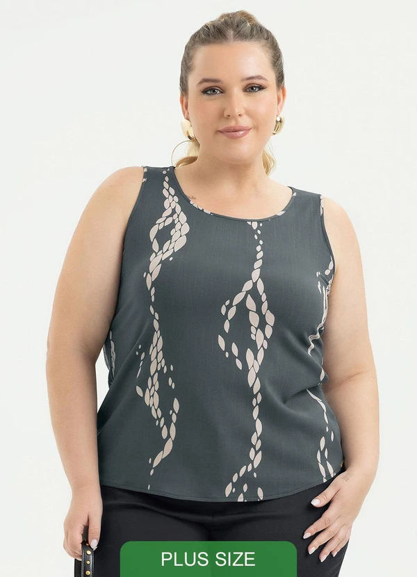 Cativa - Regata Plus Size em Viscose Cinza Escuro 2