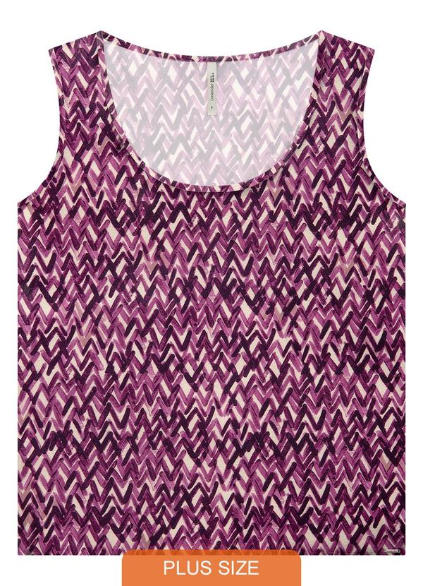 Lunender Mais Mulher - Regata Plus Size em Viscose Estampada Roxo