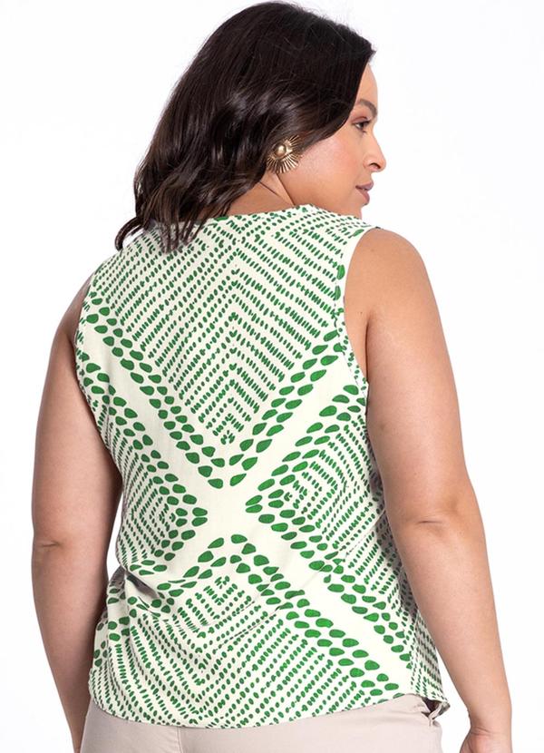 Lunender Mais Mulher - Regata Plus Size em Viscose Estampada Verde 2