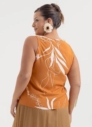 Cativa - Regata Plus Size em Viscose Laranja Escuro - CATIVA