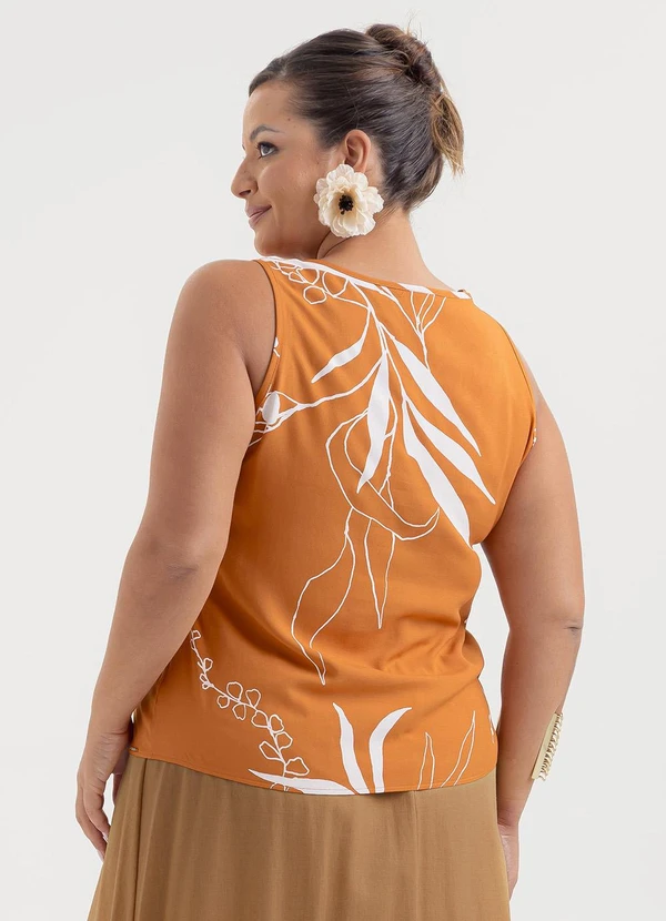 Cativa - Regata Plus Size em Viscose Laranja Escuro 2