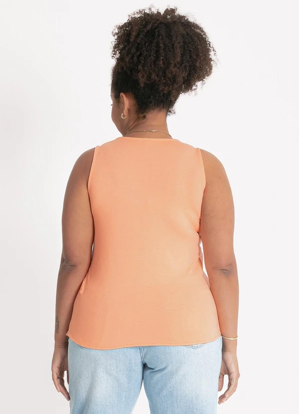 Habana - Regata Plus Size em Viscose  Laranja 2