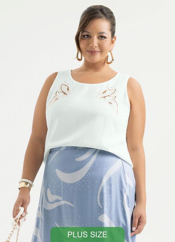 Cativa - Regata Plus Size em Viscose Off White 3
