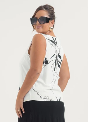 Cativa - Regata Plus Size em Viscose Off White - CATIVA